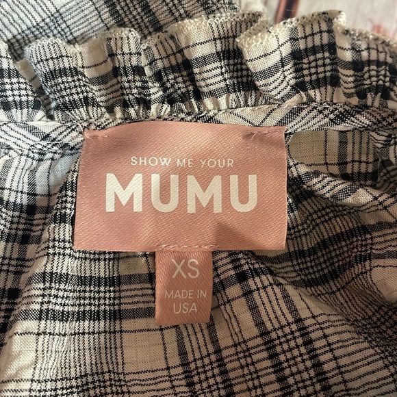 Show Me Your MUMU Birdie Mini Dress in Windowpane Plaid - Picture 3 of 9